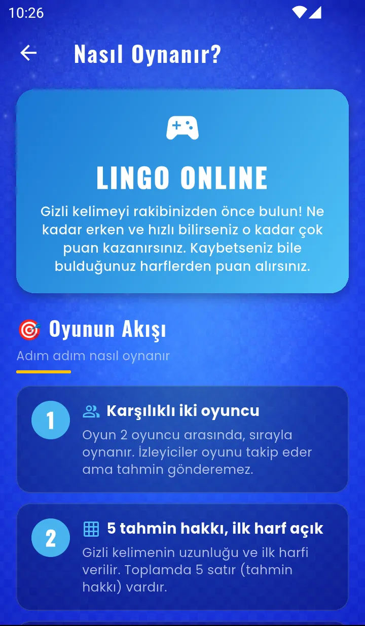LingOnline nasıl oynanır rehberi ekranı